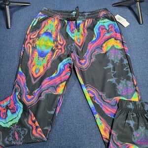 FRESH Prints of Bel Air Psychedelic Thermal Jogger Pants Black Rainbow XL NWT